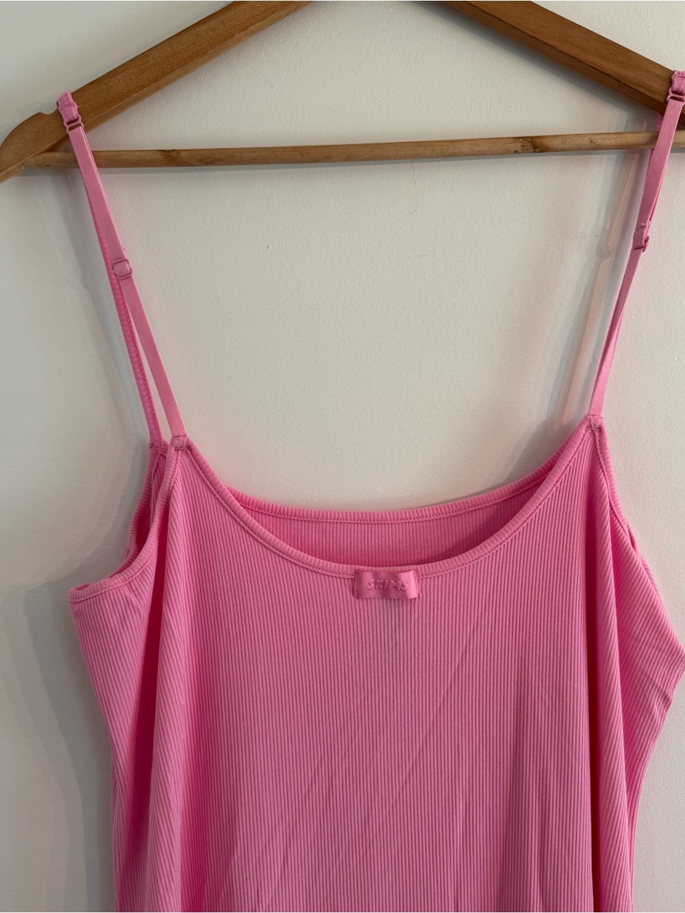 SKIMS Soft Lounge Ribbed Long Slip Dress Pink 4X Adjustable Straps Maxi - Picture 3 of 8